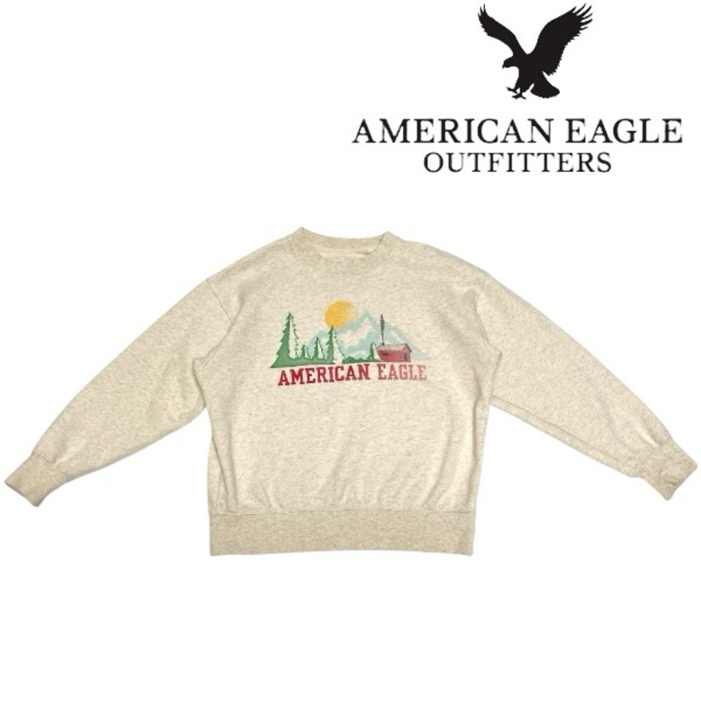American Eagle sweat-shirt size XXS Soft Crew Neck Heather Frost oversized